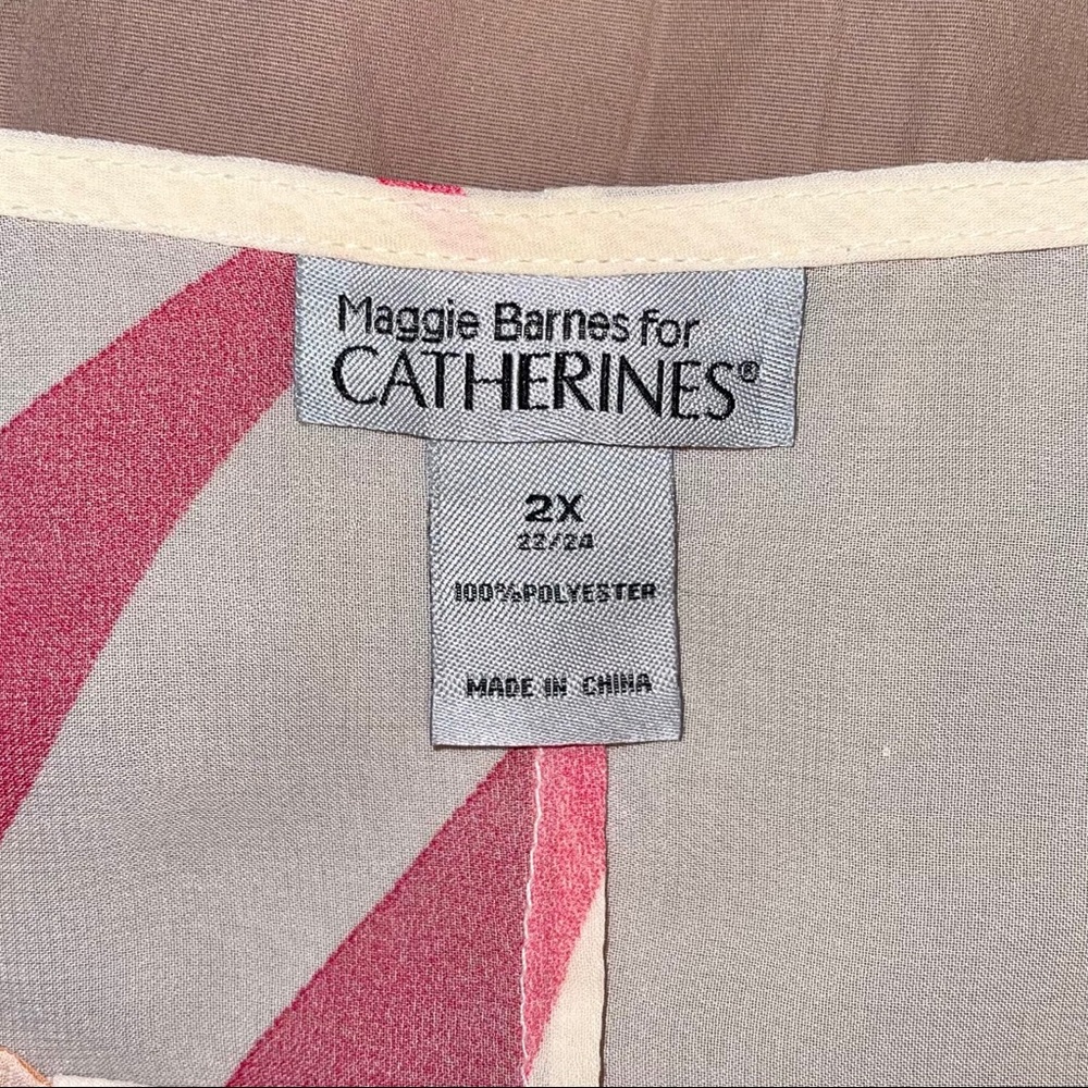 🌅Catherines Blouse Cream Red Orange Size 2X Flowy - Picture 9 of 10